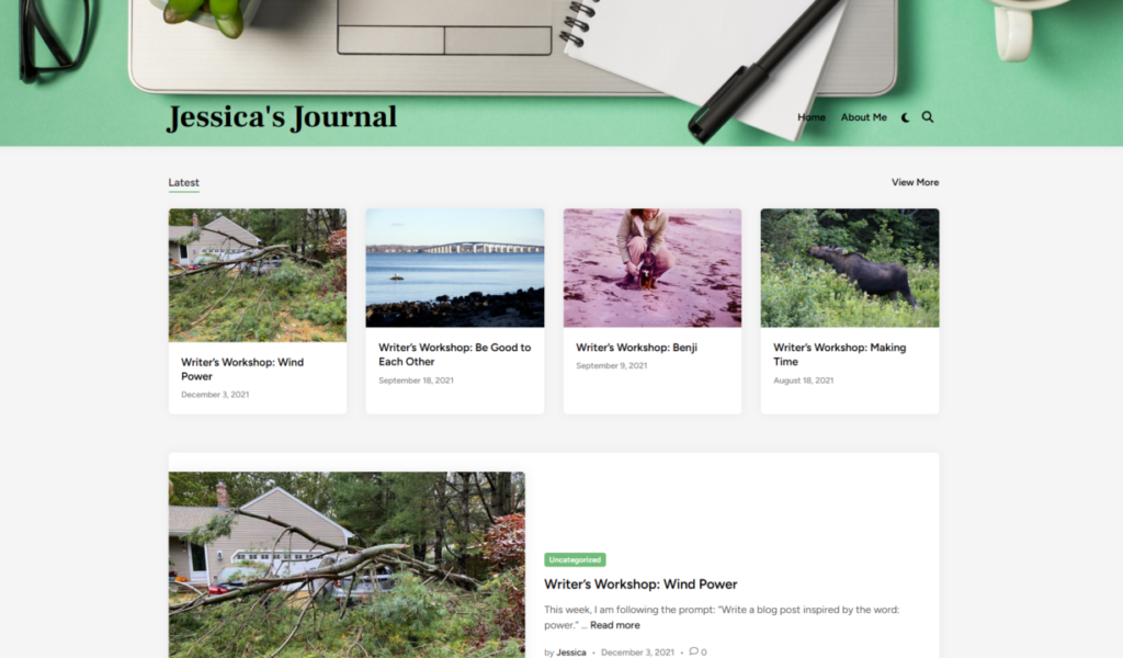 Jessica's Journal website screenshot