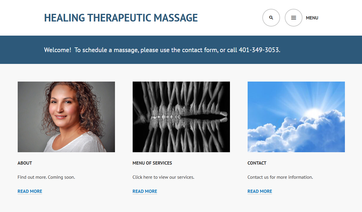 Healing Therapeutic Massage website